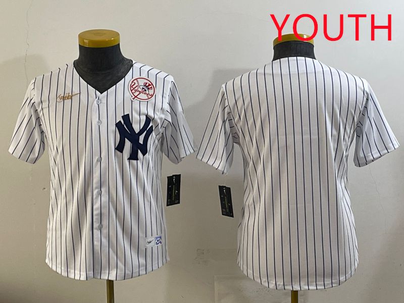 Youth 2025 New York Yankees Blank White Stripe Throwback Nike MLB Jersey style 39